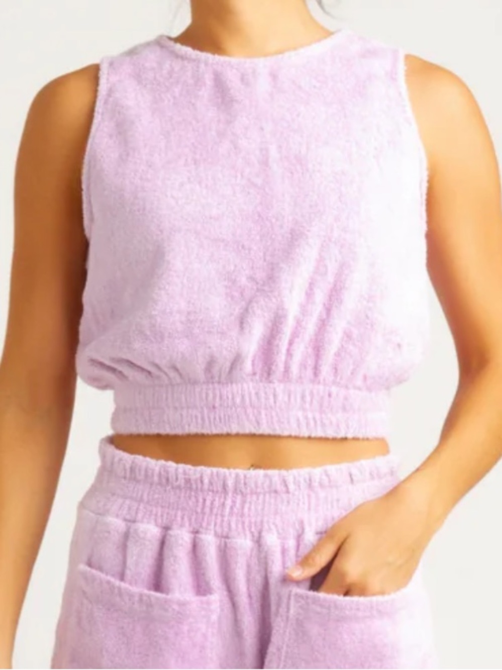 MANTRA LOS ANGELES Donny terry cloth lavender purple knit cropped tank top small